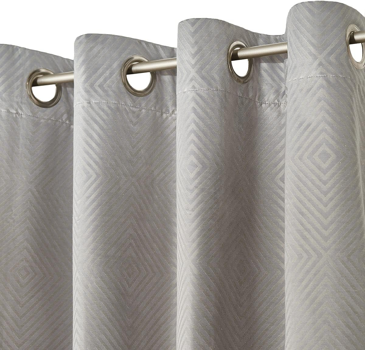 Lloyd - Blackout Curtain Set of 2 - Grey Diamond Jacquard Curtains, 100% Light Blocking, Sound Filtering, Thermal Insulation - Geometric Design with Grommet Heading, 52" X 84"