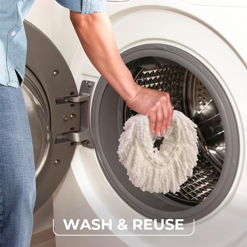 Easywring Spin Mop Head Replacement | Machine Washable | Reusable | Packaging May Vary (Pack of 6)