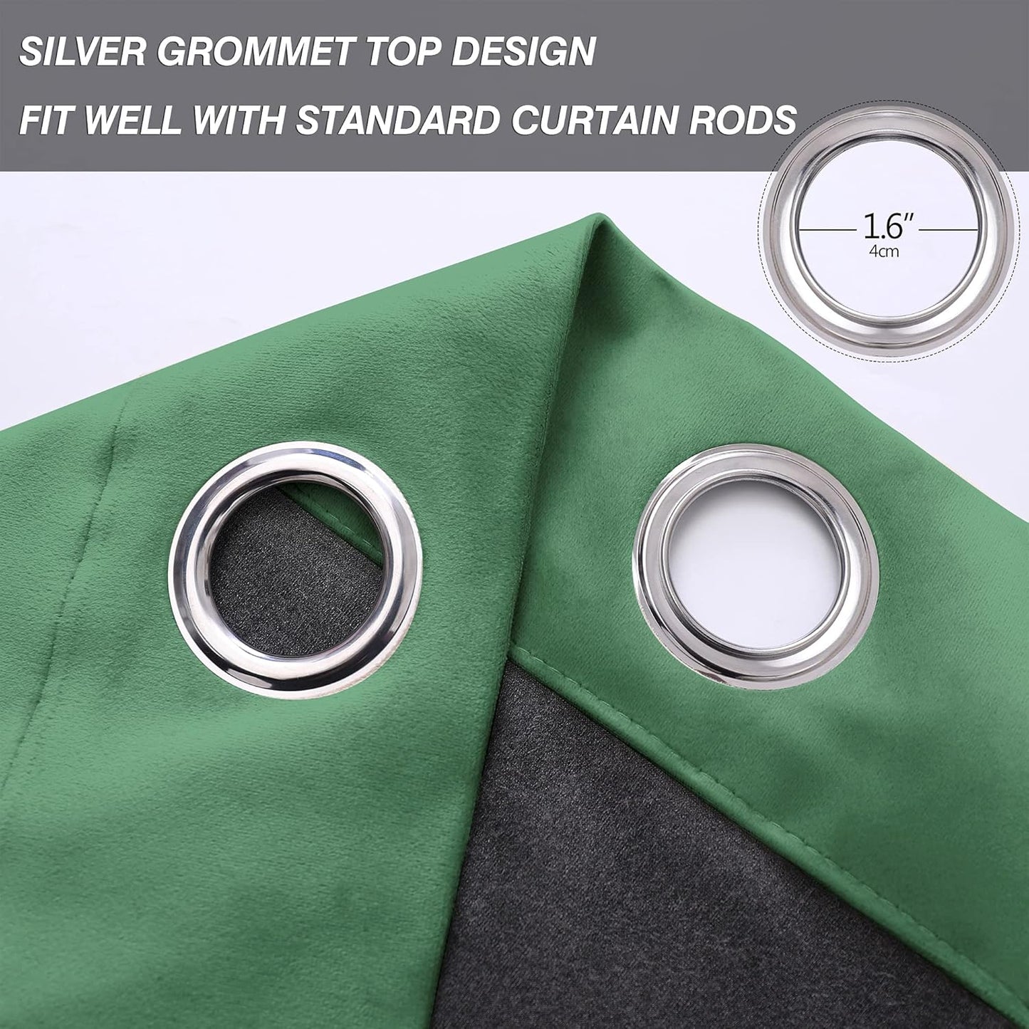 Green Blackout Velvet Curtains 84 Inches Long Window Curtain Treatment for Bedroom Living Room Decor Farmhouse Grommets Curtains Thermal Insulated Velvet Drapes Set of 1 Panel