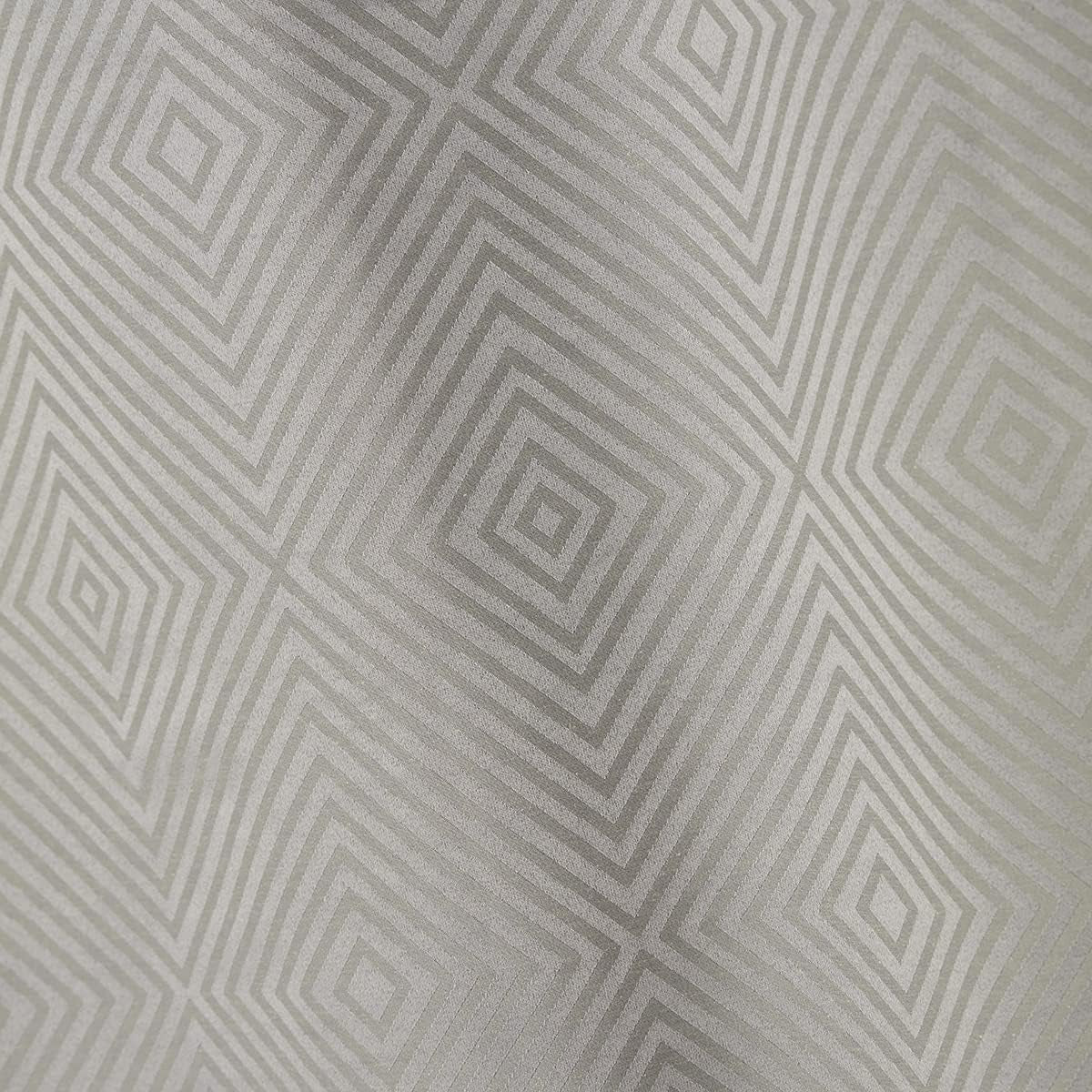 Lloyd - Blackout Curtain Set of 2 - Grey Diamond Jacquard Curtains, 100% Light Blocking, Sound Filtering, Thermal Insulation - Geometric Design with Grommet Heading, 52" X 84"