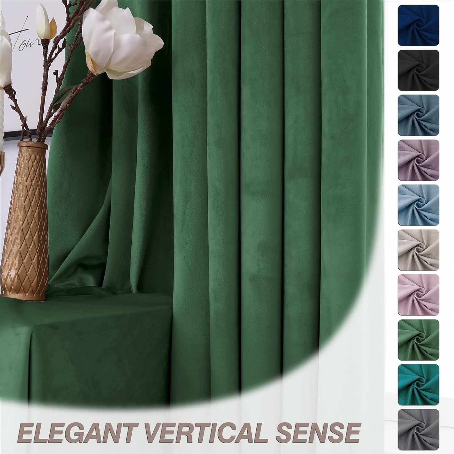 Green Blackout Velvet Curtains 84 Inches Long Window Curtain Treatment for Bedroom Living Room Decor Farmhouse Grommets Curtains Thermal Insulated Velvet Drapes Set of 1 Panel