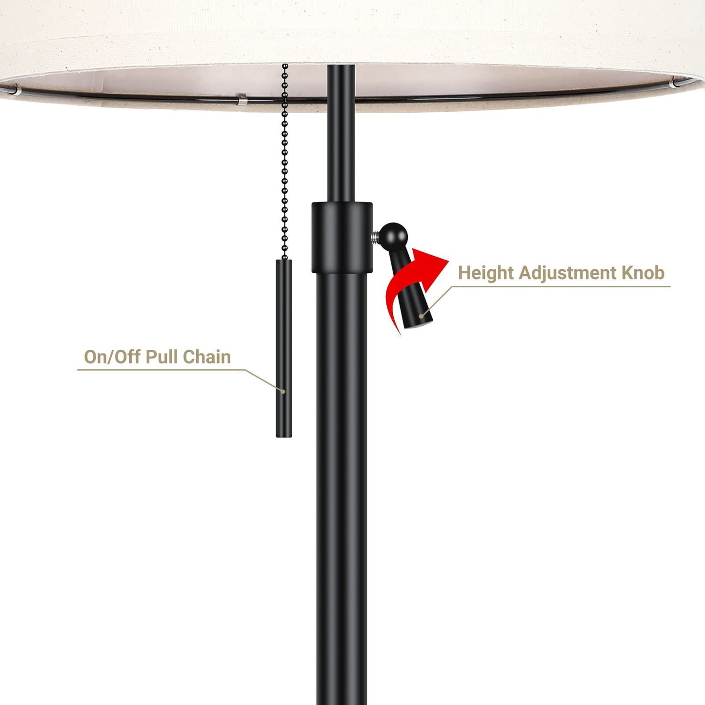 Bedside Table Lamps Set of 2: Tall Black Table Lamps for Living Room End Tabl...