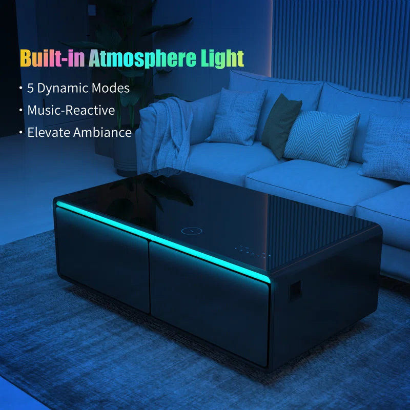 Smart Coffee Table with Fridge and Speakers