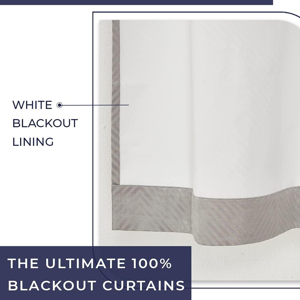 Lloyd - Blackout Curtain Set of 2 - Grey Diamond Jacquard Curtains, 100% Light Blocking, Sound Filtering, Thermal Insulation - Geometric Design with Grommet Heading, 52" X 84"