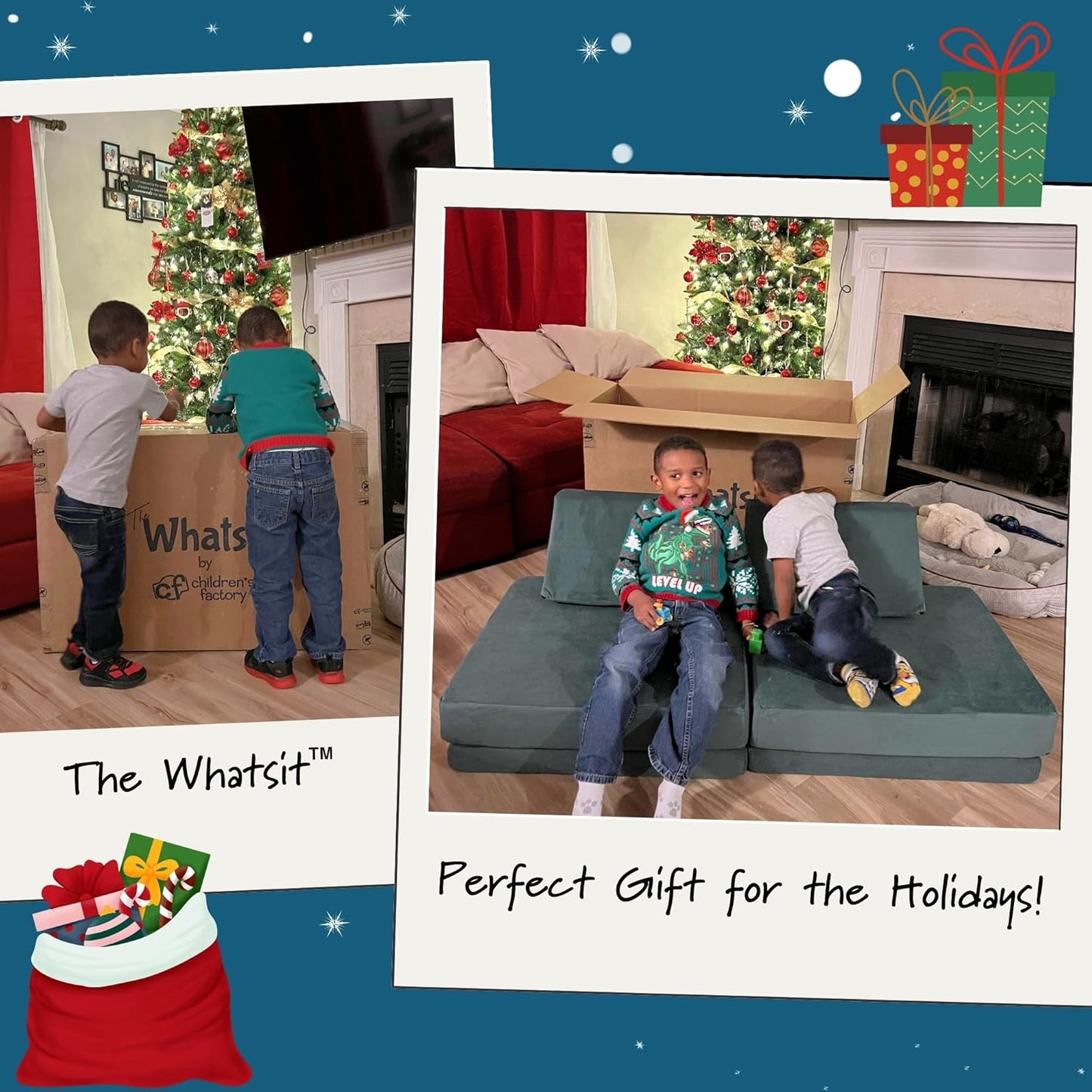 the Whatsit Modular Kids Couch, Toddler Sofa Bed, Modular Play Couch, Gray