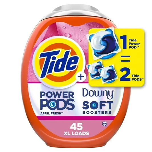 Tide Power PODS with Downy Soft Boosters 45 Count Pack America'S #1 Trusted Detergent Brand Cleans & Conditions in One Step