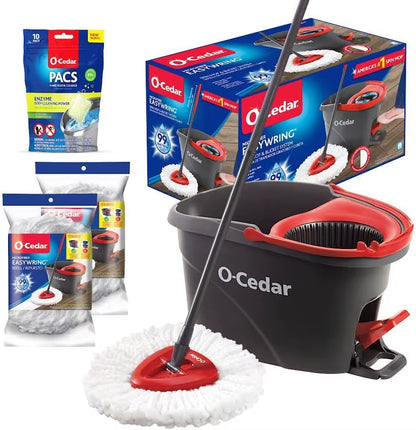 Easywring Microfiber Spin Mop & Bucket Floor Cleaning System +2 Extra Refills with Citrus and Lavender Pacs Variety Pack