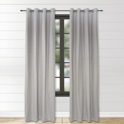 Lloyd - Blackout Curtain Set of 2 - Grey Diamond Jacquard Curtains, 100% Light Blocking, Sound Filtering, Thermal Insulation - Geometric Design with Grommet Heading, 52" X 84"