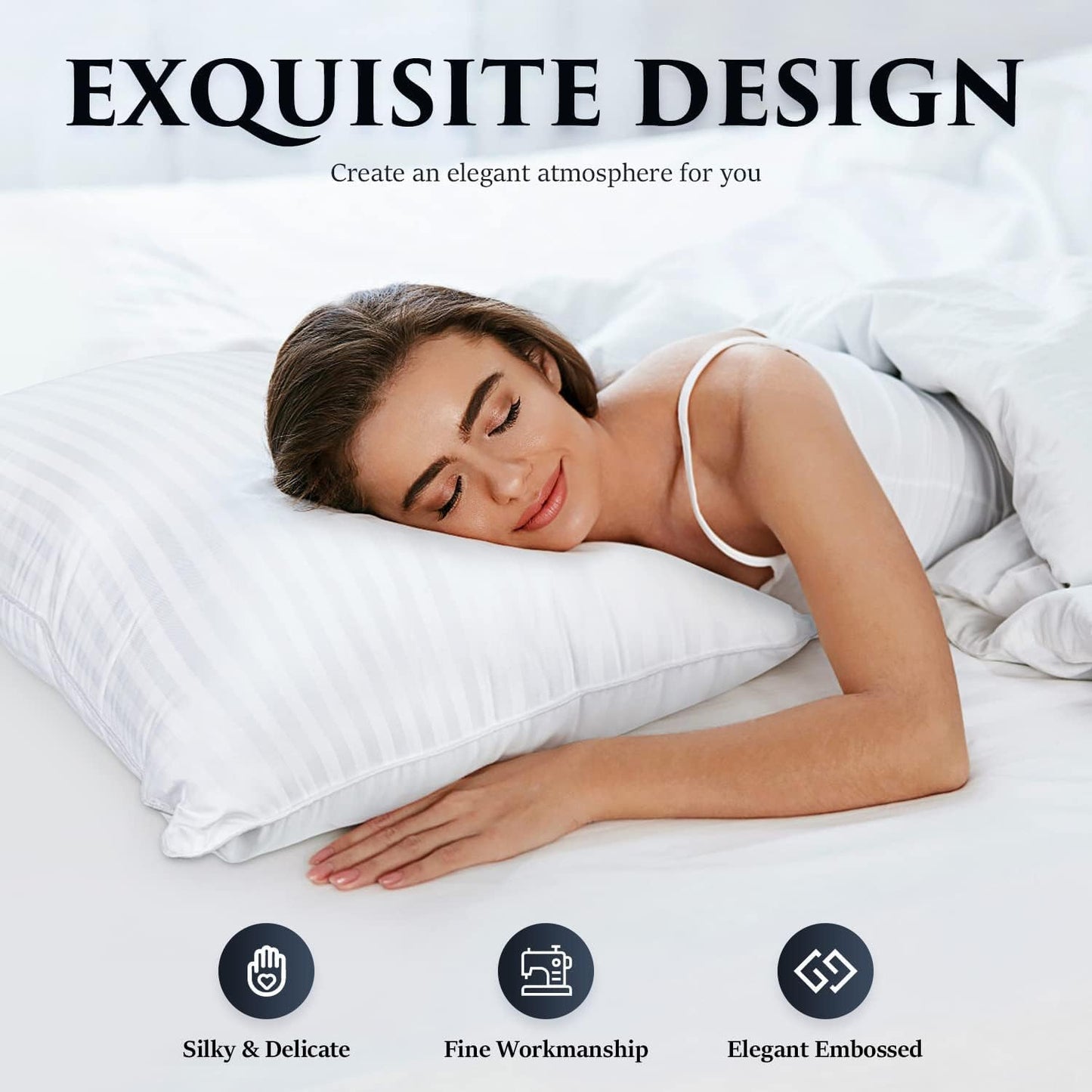 Bed Pillows for Sleeping [Pack of 2] Cozy Dream Series Hotel Quality Pillows Premium Plush Fiber, Breathable Cooling Cover Skin-Friendly for Side Back and Stomach Sleepers (Standard Size)