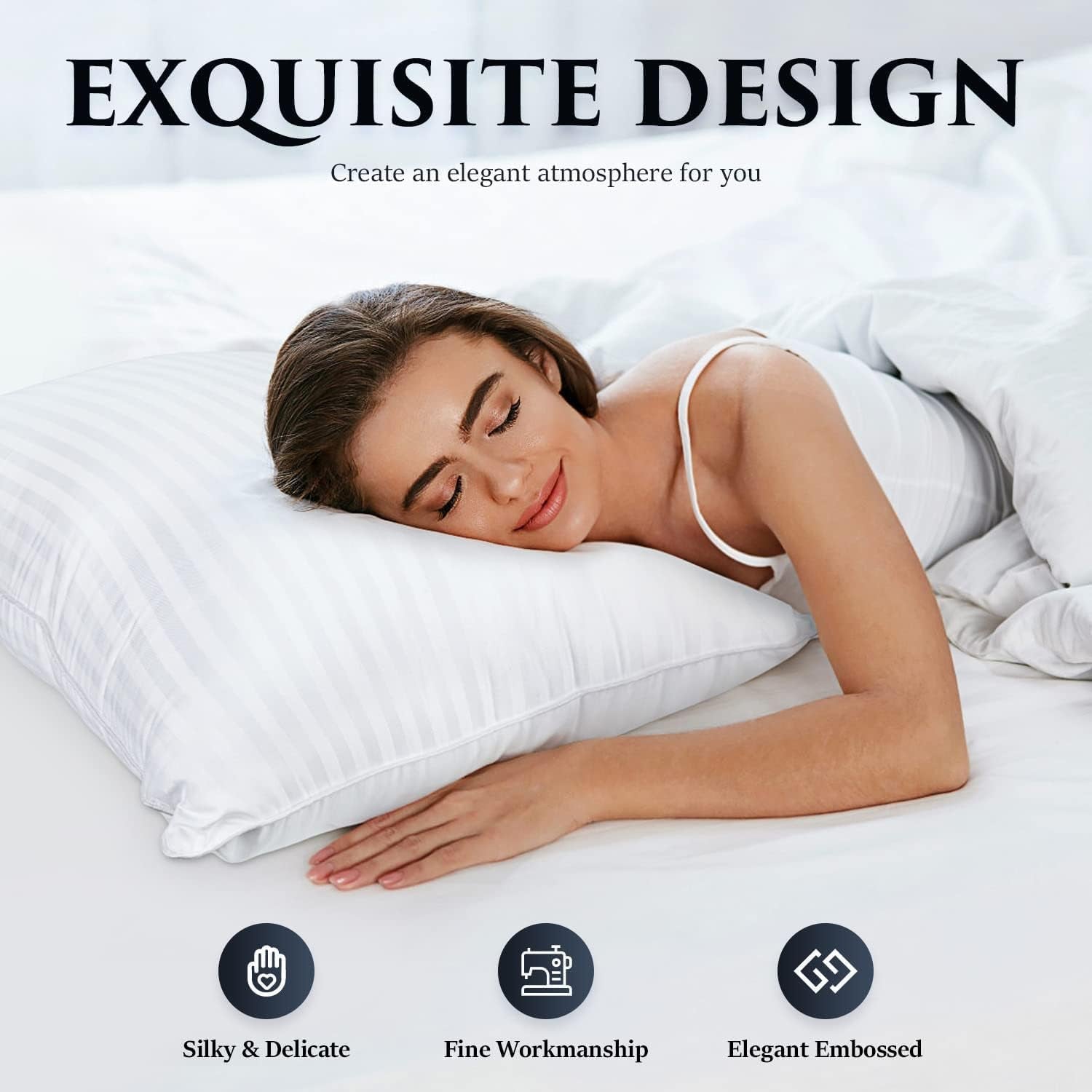 Bed Pillows for Sleeping [Pack of 2] Cozy Dream Series Hotel Quality Pillows Premium Plush Fiber, Breathable Cooling Cover Skin-Friendly for Side Back and Stomach Sleepers (Standard Size)