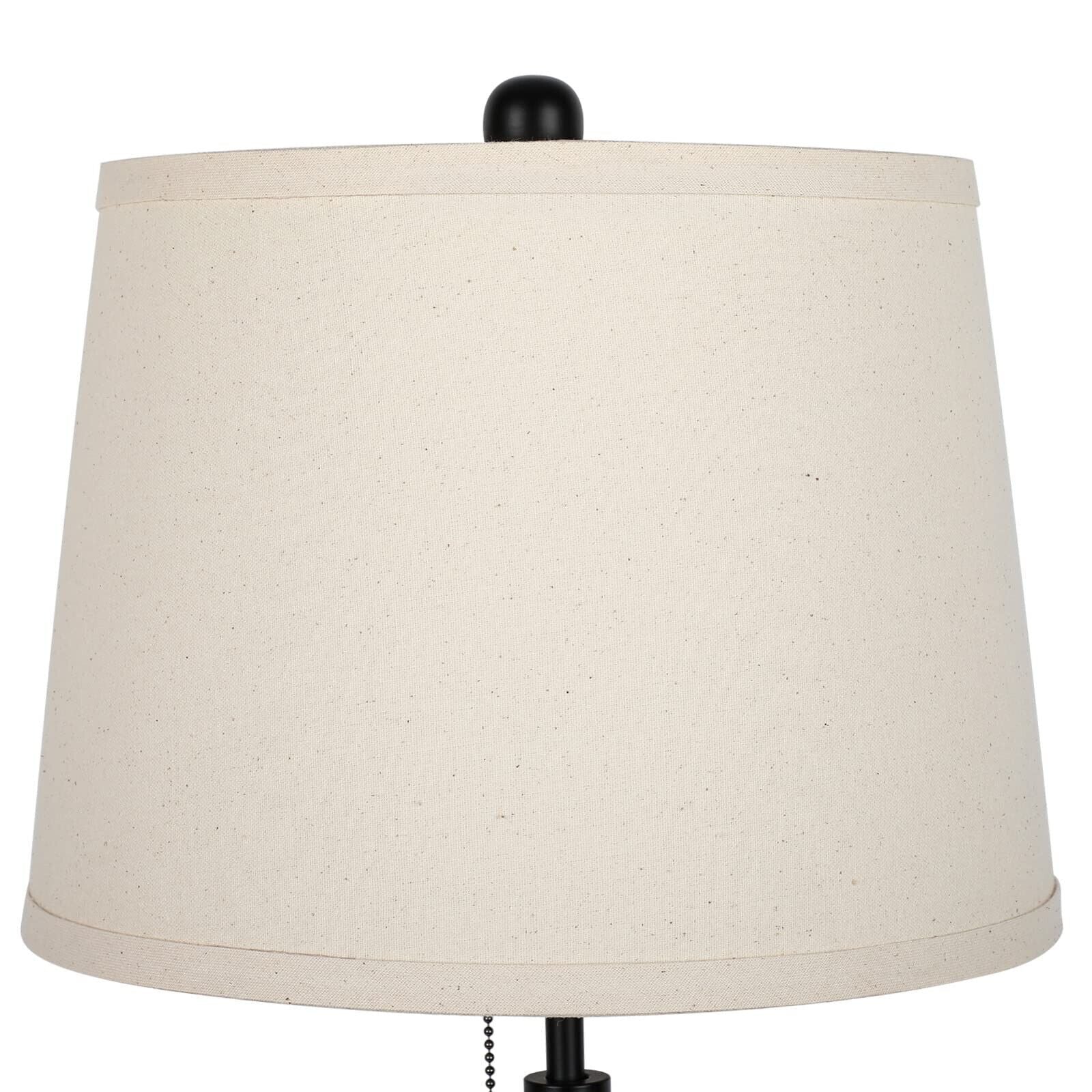 Bedside Table Lamps Set of 2: Tall Black Table Lamps for Living Room End Tabl...