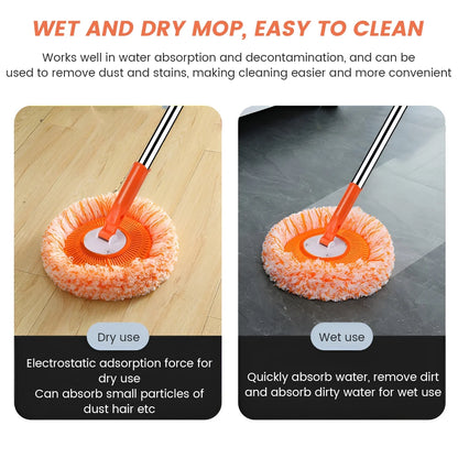 74.8 Inch Cleaning Mops,360-Degree Rotatable Mops Set with 4 Removable Poles and 4 Replaceable Mop Heads Adjustable round Microfiber Dust Mops Window Cleaning Kit for Floor Wall