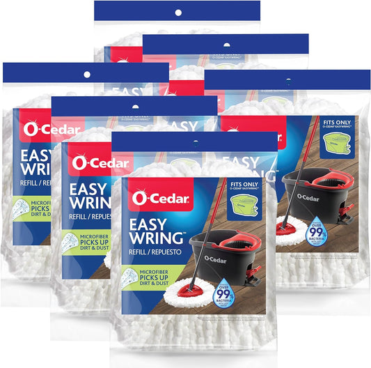 Easywring Spin Mop Head Replacement | Machine Washable | Reusable | Packaging May Vary (Pack of 6)