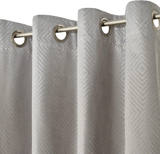 Lloyd - Blackout Curtain Set of 2 - Grey Diamond Jacquard Curtains, 100% Light Blocking, Sound Filtering, Thermal Insulation - Geometric Design with Grommet Heading, 52" X 84"