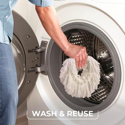 Easywring Spin Mop Head Replacement | Machine Washable | Reusable | Packaging May Vary (Pack of 6)