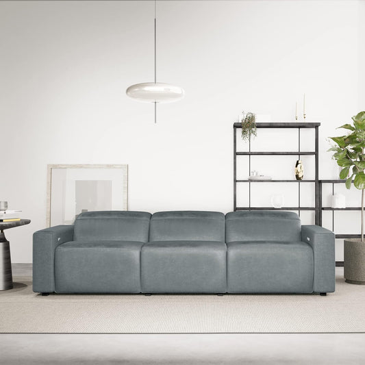 Power Sofa - Electric Couch. Modern Couch, Living Room Couch, Bedroom Couch, Gaming Couch, Game Room Furniture. (Triple, Suede - Grey)