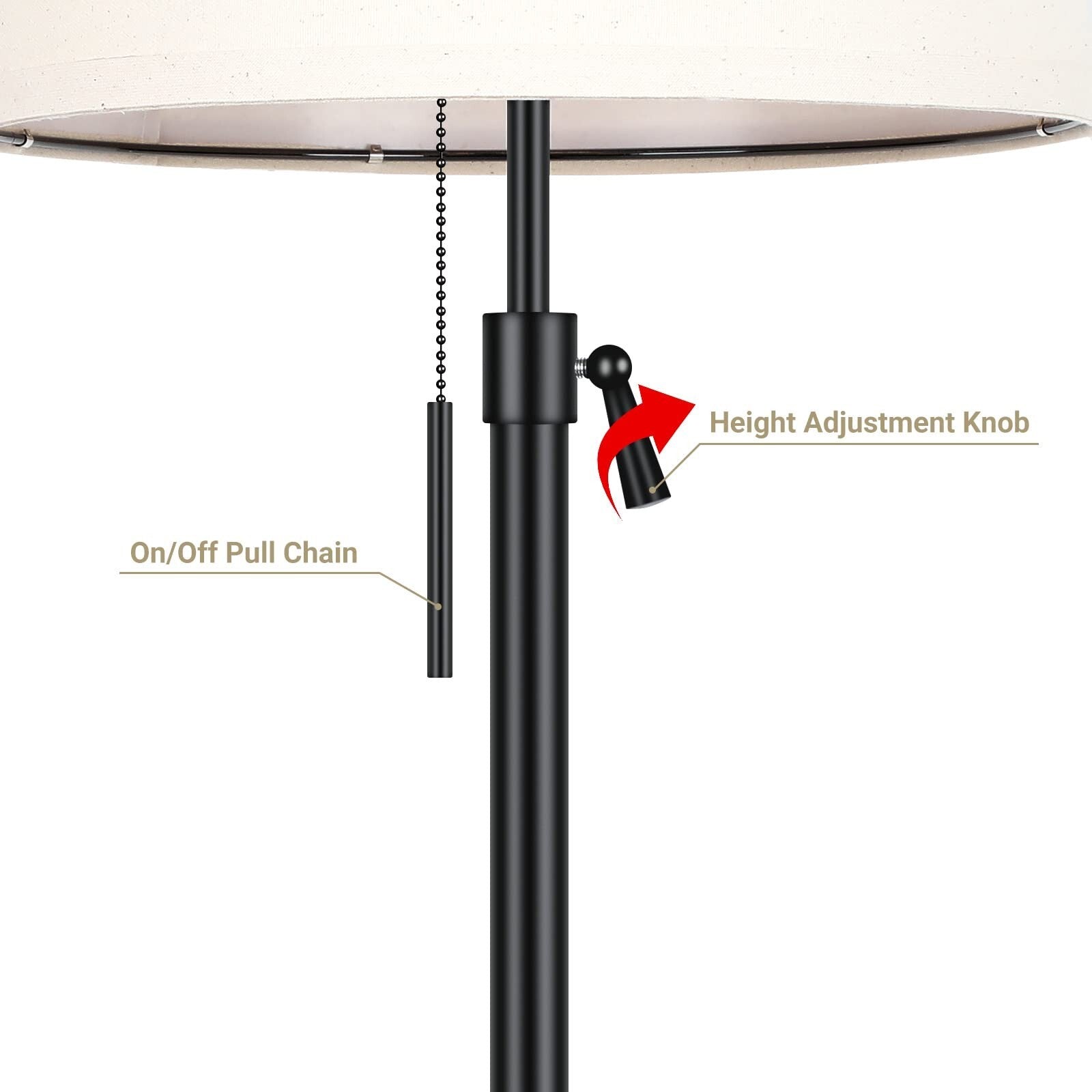 Bedside Table Lamps Set of 2: Tall Black Table Lamps for Living Room End Tabl...
