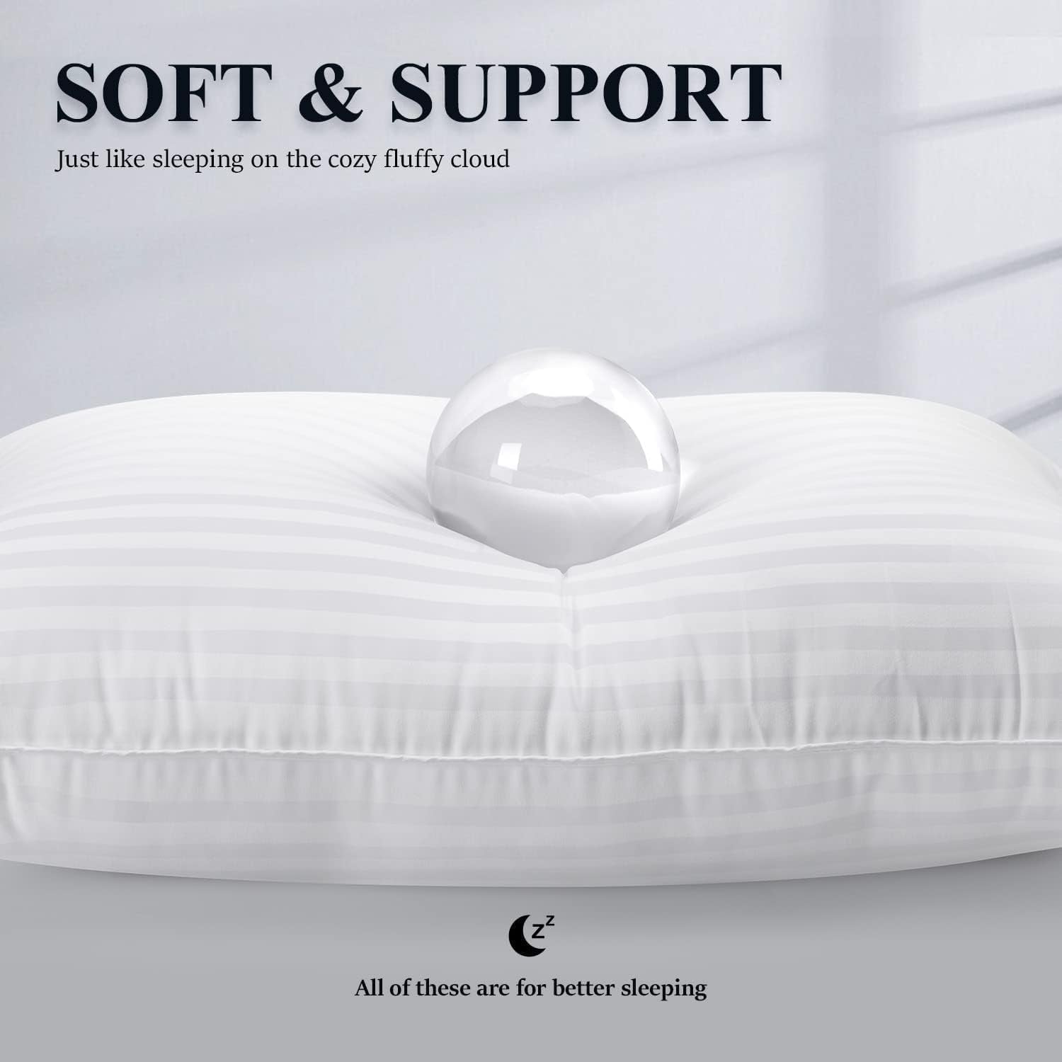 Bed Pillows for Sleeping [Pack of 2] Cozy Dream Series Hotel Quality Pillows Premium Plush Fiber, Breathable Cooling Cover Skin-Friendly for Side Back and Stomach Sleepers (Standard Size)