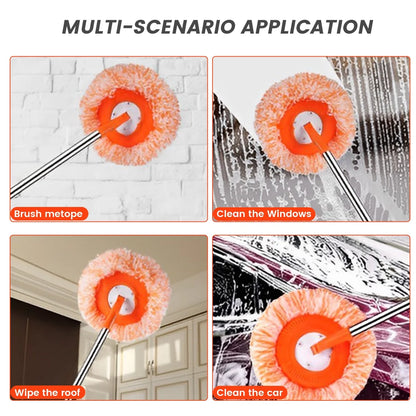 74.8 Inch Cleaning Mops,360-Degree Rotatable Mops Set with 4 Removable Poles and 4 Replaceable Mop Heads Adjustable round Microfiber Dust Mops Window Cleaning Kit for Floor Wall