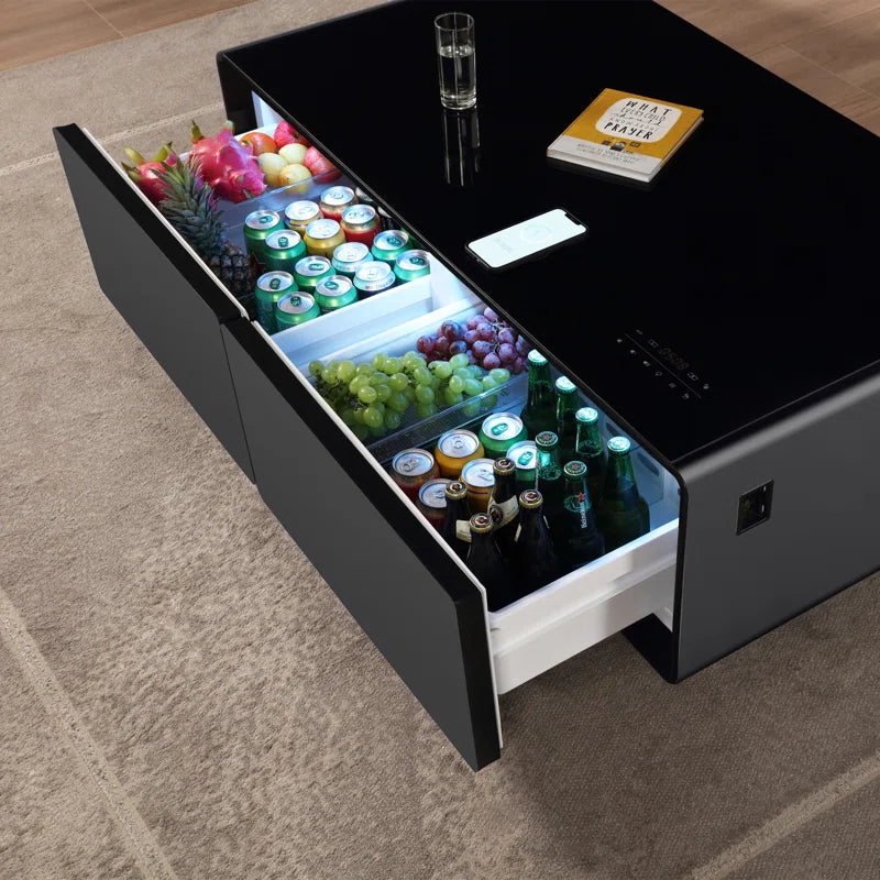 Smart Coffee Table with Fridge and Speakers