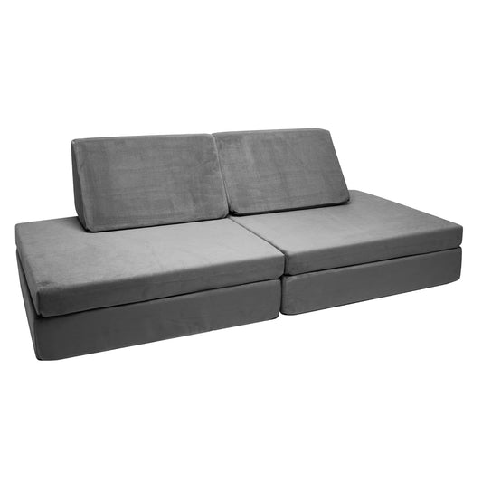 the Whatsit Modular Kids Couch, Toddler Sofa Bed, Modular Play Couch, Gray